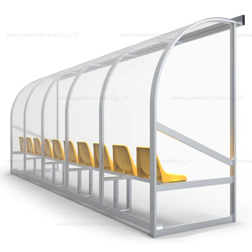 Abri de touche monobloc 10 sièges baquet 
